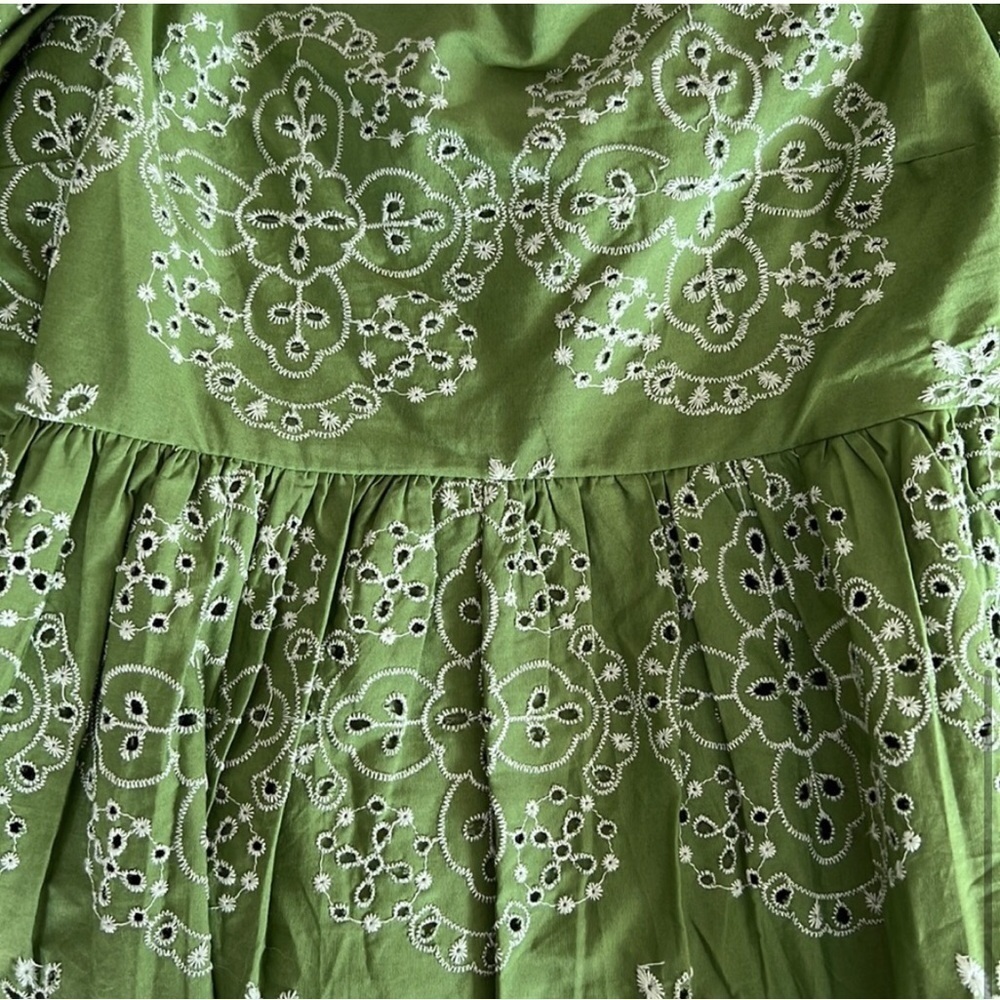 Zara | S| Green Openwork Embroidered Dress - Picture 5 of 5